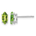 14k White Gold 7x3.5mm Marquise Peridot Post Earrings