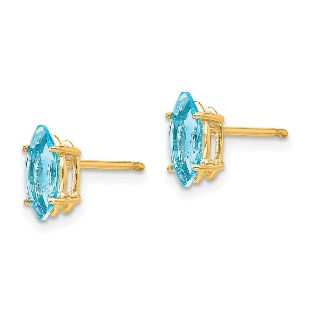 14k 8x4mm Marquise Blue Topaz Post Earrings