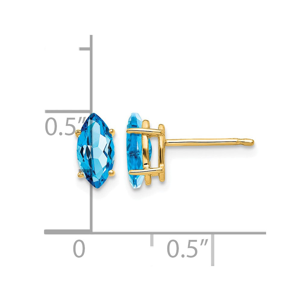 14k 8x4mm Marquise Blue Topaz Post Earrings
