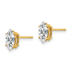 14k 8x4mm Marquise Cubic Zirconia Post Earrings