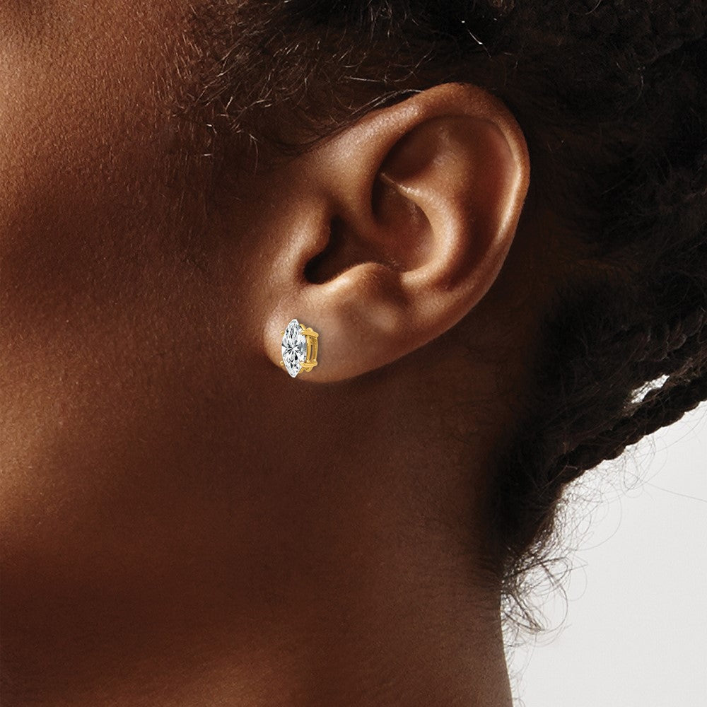 14k 8x4mm Marquise Cubic Zirconia Post Earrings