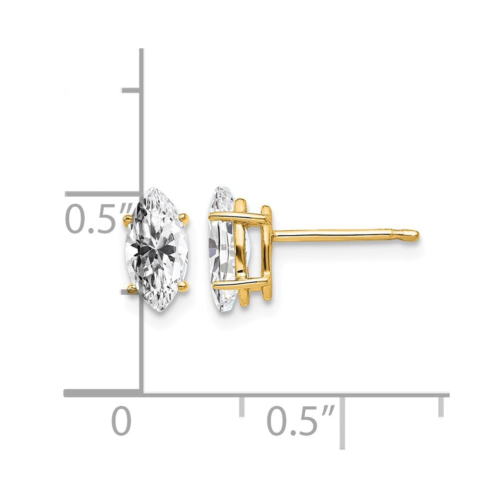 14k 8x4mm Marquise Cubic Zirconia Post Earrings