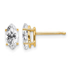 14k 8x4mm Marquise Cubic Zirconia Post Earrings
