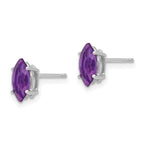 14k White Gold 8x4mm Marquise Amethyst Post Earrings