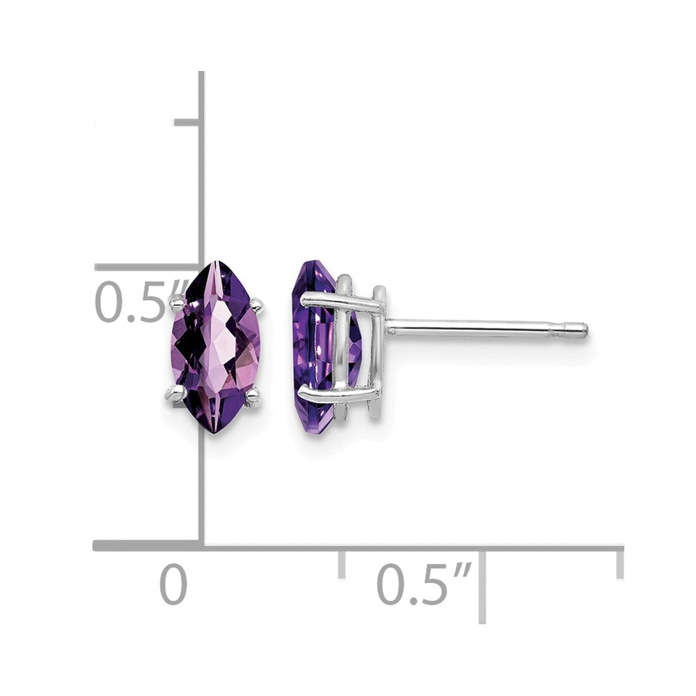 14k White Gold 8x4mm Marquise Amethyst Post Earrings