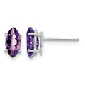14k White Gold 8x4mm Marquise Amethyst Post Earrings