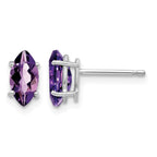 14k White Gold 8x4mm Marquise Amethyst Post Earrings