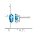 14k White Gold 8x4mm Marquise Blue Topaz Post Earrings