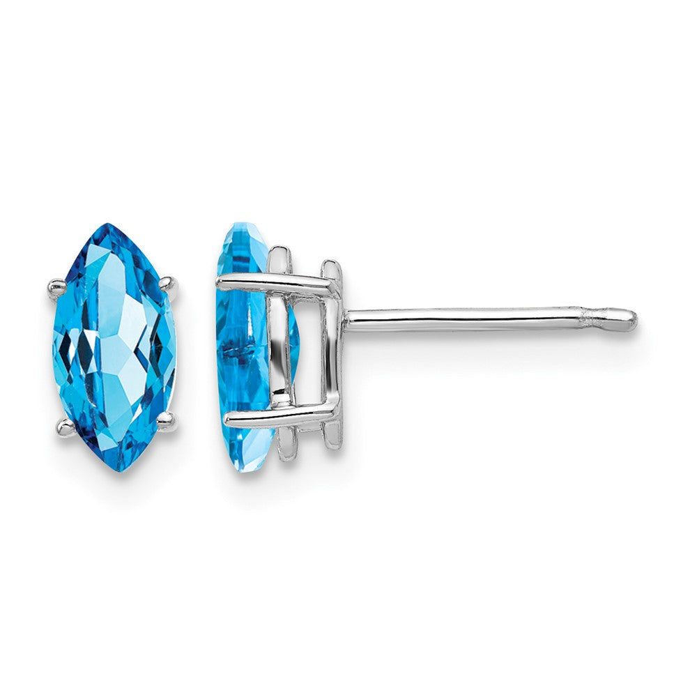 14k White Gold 8x4mm Marquise Blue Topaz Post Earrings