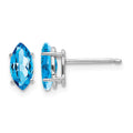 14k White Gold 8x4mm Marquise Blue Topaz Post Earrings