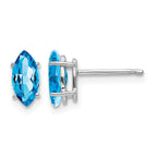 14k White Gold 8x4mm Marquise Blue Topaz Post Earrings