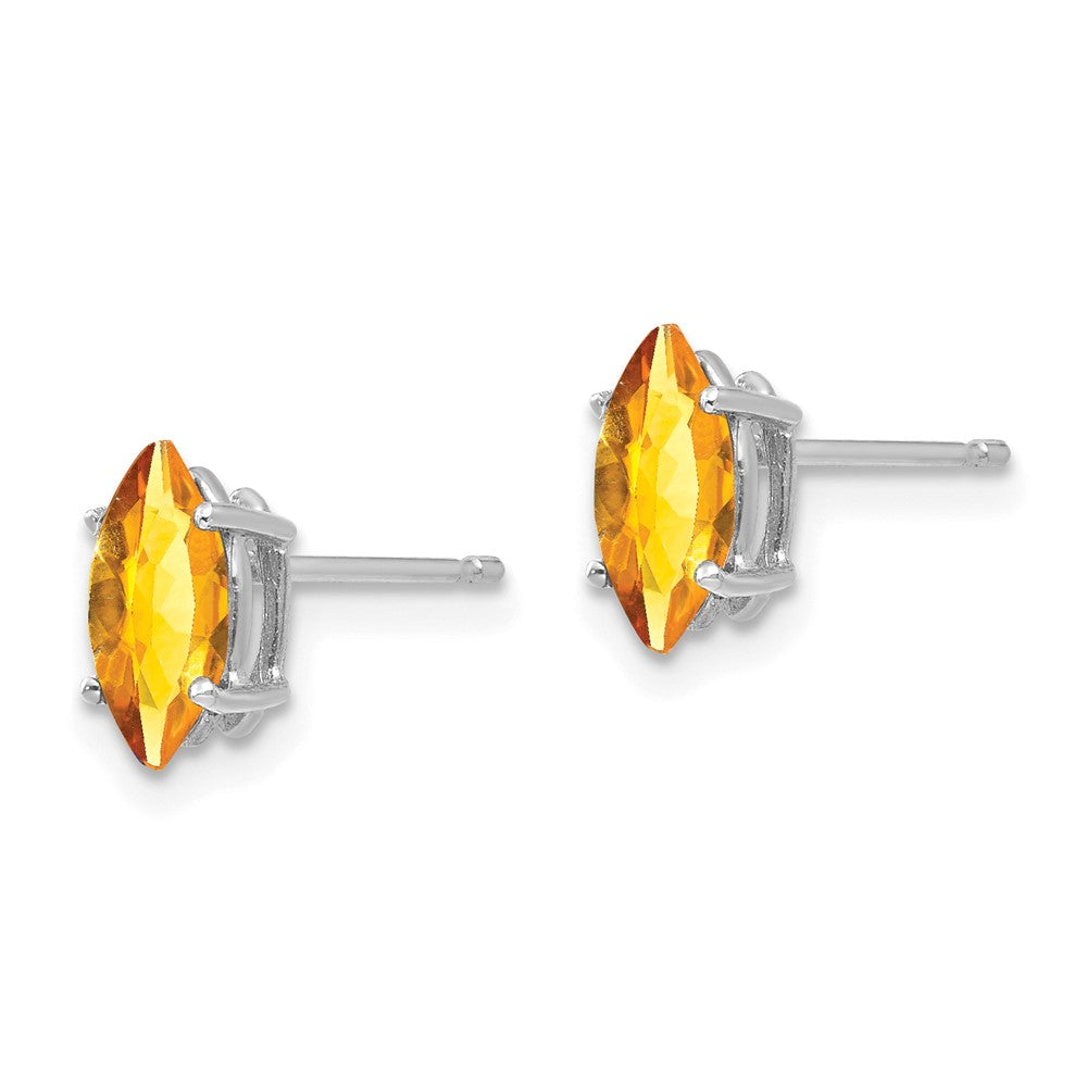 14k White Gold 8x4mm Marquise Citrine  Post Earrings