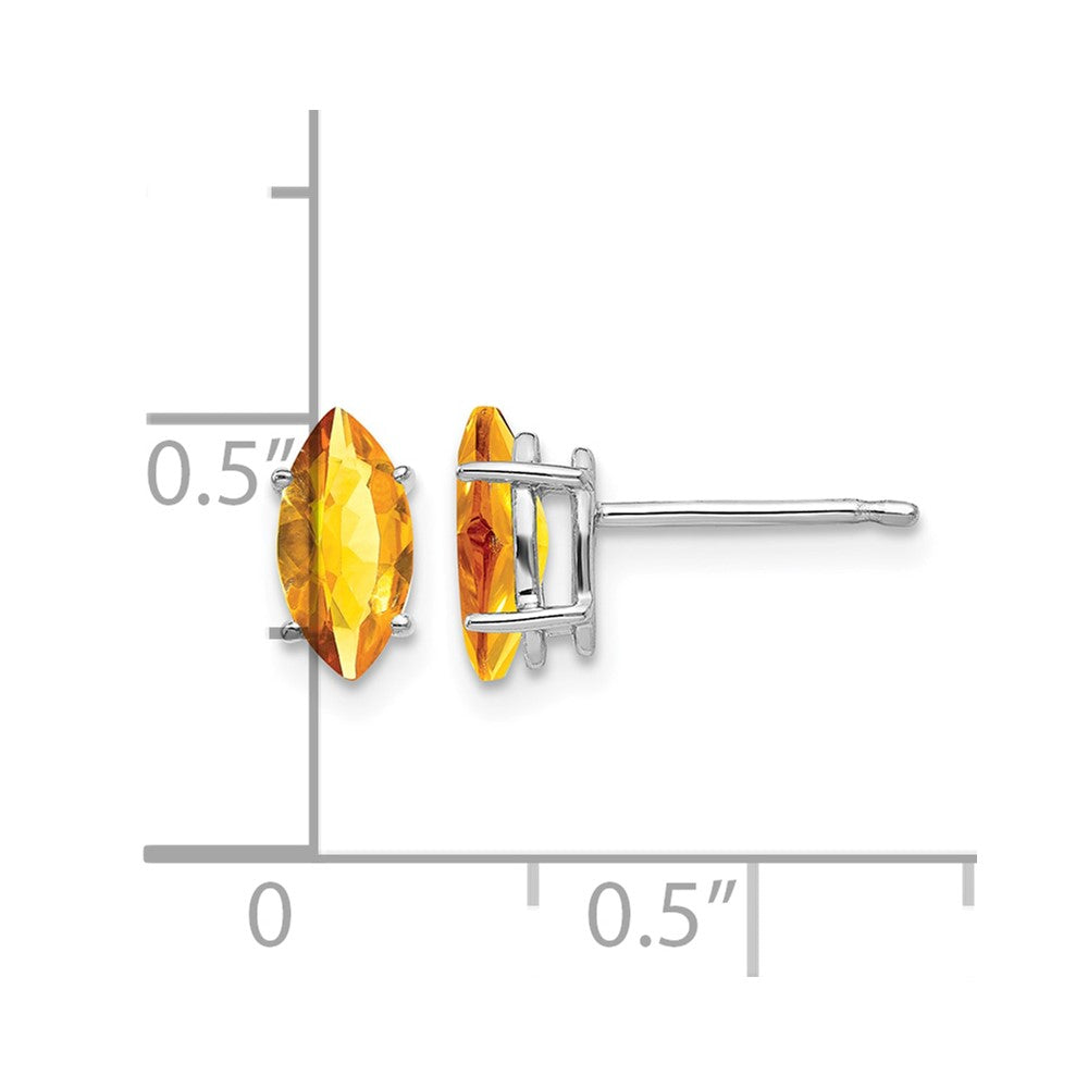14k White Gold 8x4mm Marquise Citrine  Post Earrings