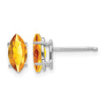 14k White Gold 8x4mm Marquise Citrine  Post Earrings