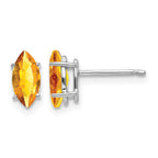 14k White Gold 8x4mm Marquise Citrine  Post Earrings