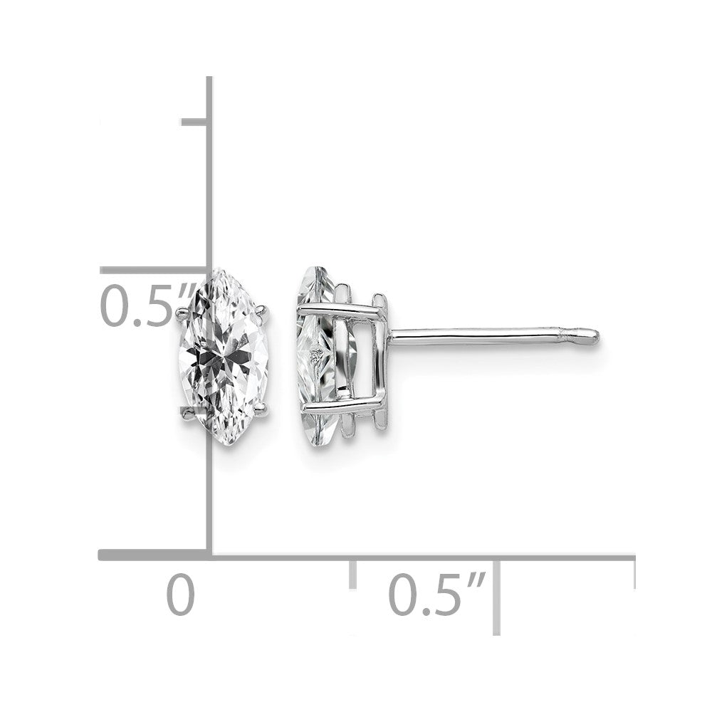 14k White Gold 8x4mm Marquise Cubic Zirconia Post Earrings