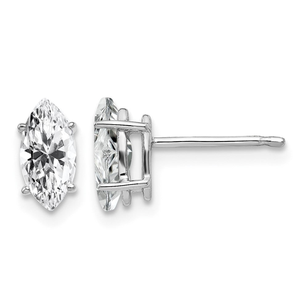 14k White Gold 8x4mm Marquise Cubic Zirconia Post Earrings