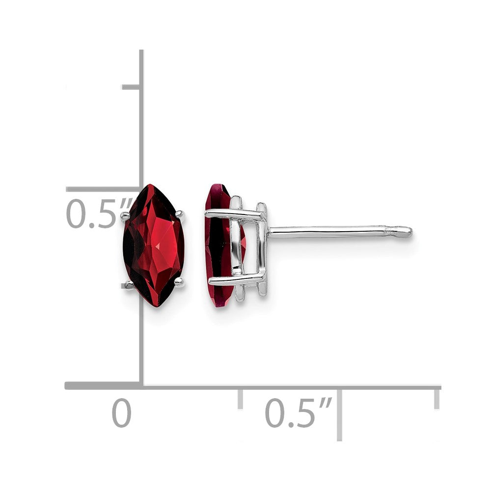 14k White Gold 8x4mm Marquise Garnet Post Earrings