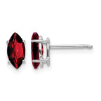 14k White Gold 8x4mm Marquise Garnet Post Earrings