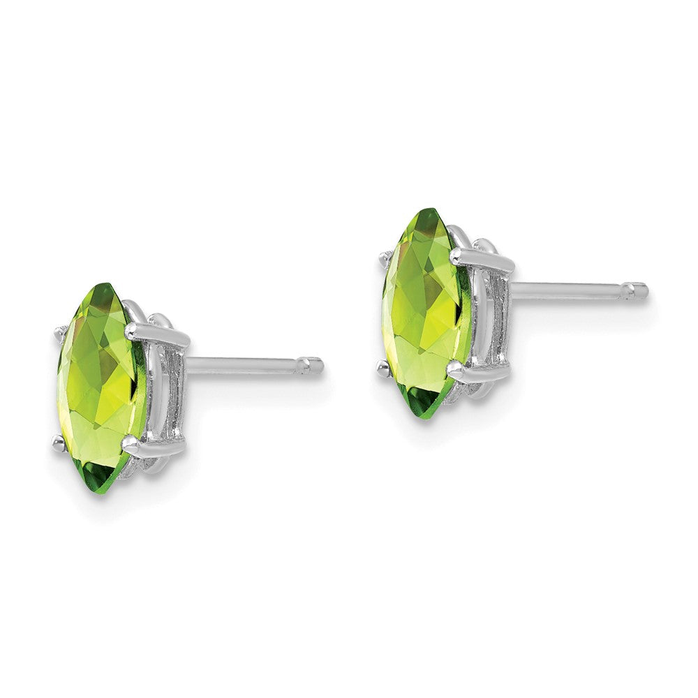 14k White Gold 8x4mm Marquise Peridot Post Earrings