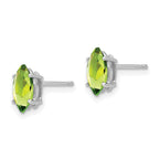 14k White Gold 8x4mm Marquise Peridot Post Earrings