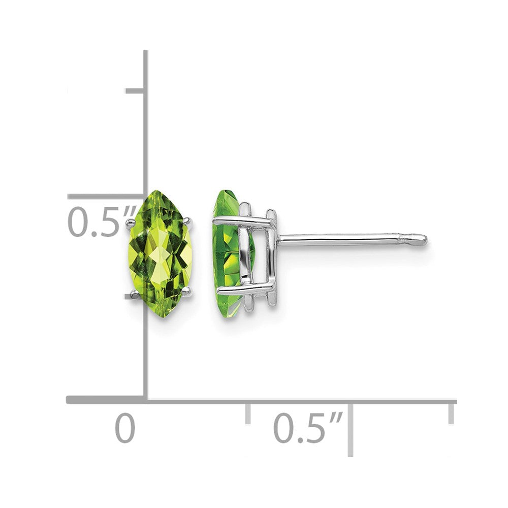 14k White Gold 8x4mm Marquise Peridot Post Earrings