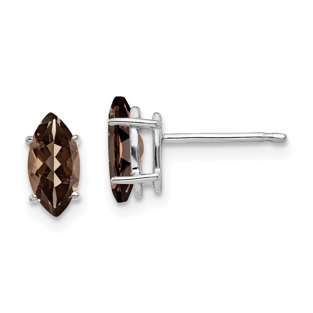14k White Gold 8x4mm Marquise Smoky Quartz Post Earrings
