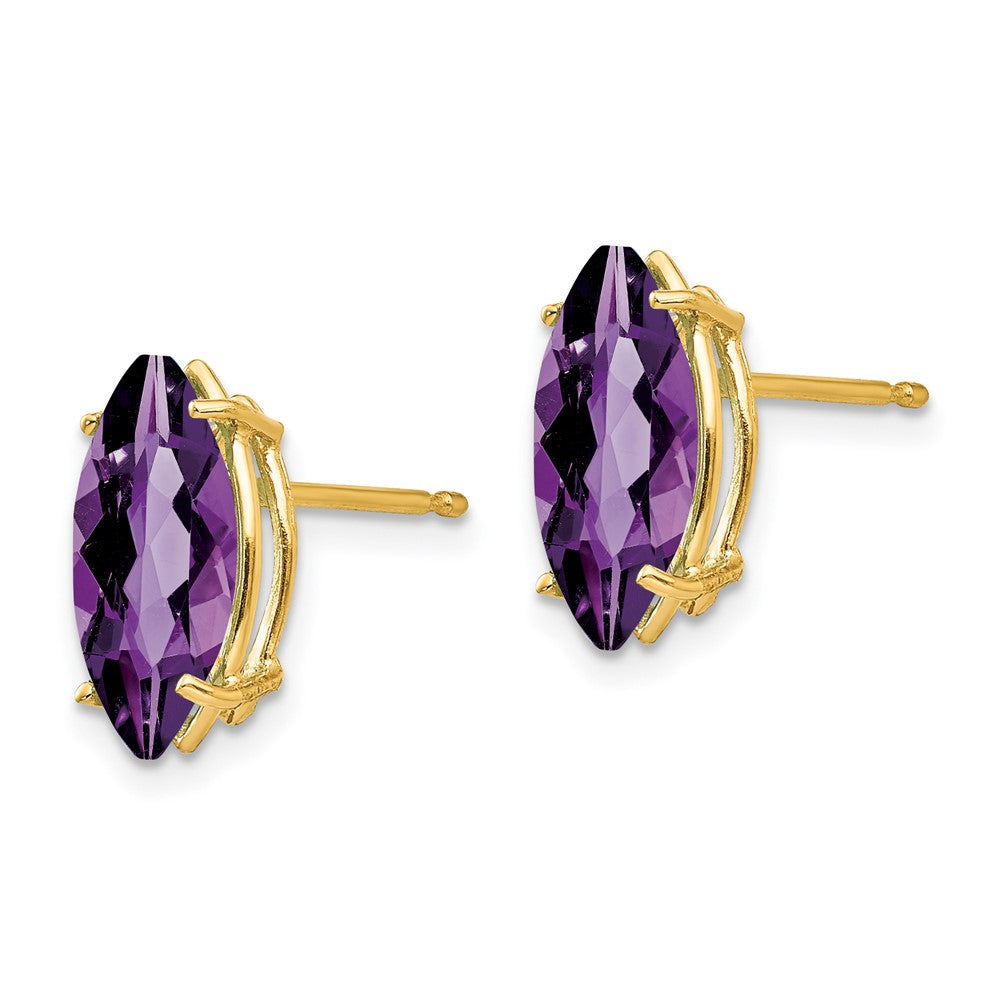 14k 10x5mm Marquise Amethyst Post Earrings