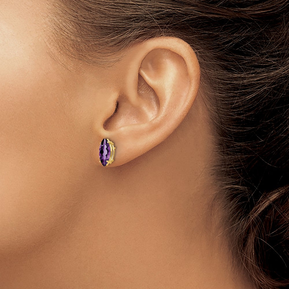14k 10x5mm Marquise Amethyst Post Earrings