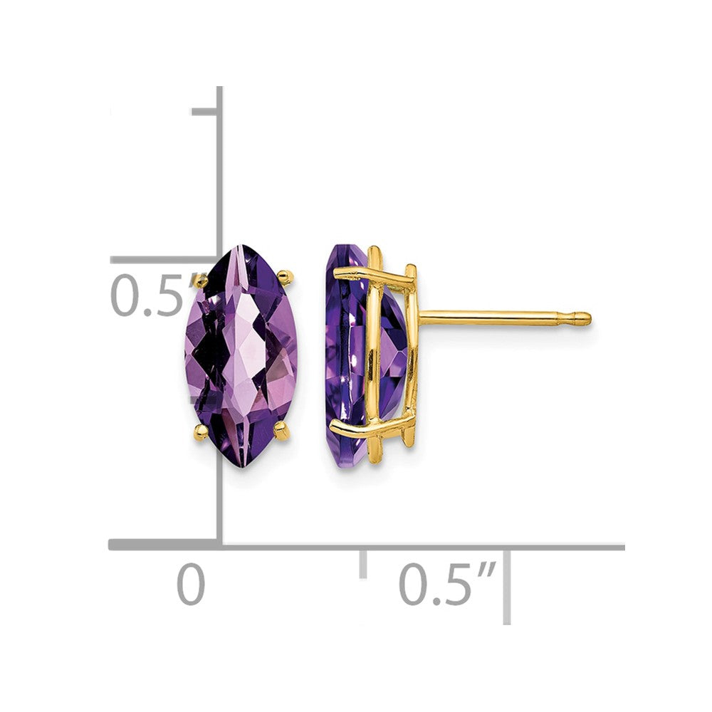 14k 10x5mm Marquise Amethyst Post Earrings