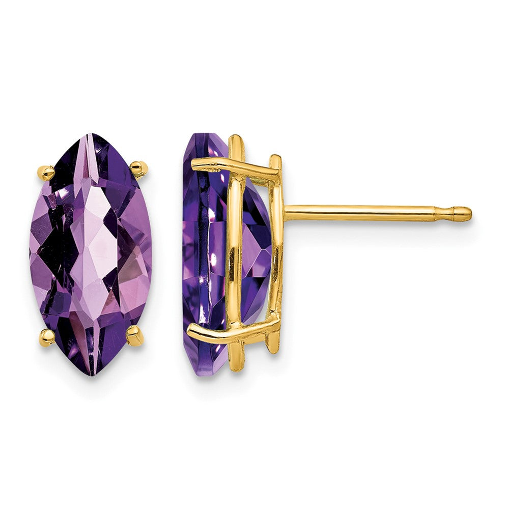 14k 10x5mm Marquise Amethyst Post Earrings
