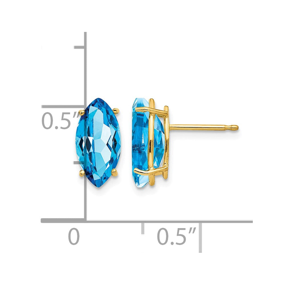 14k 10x5mm Marquise Blue Topaz Post Earrings