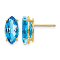 14k 10x5mm Marquise Blue Topaz Post Earrings