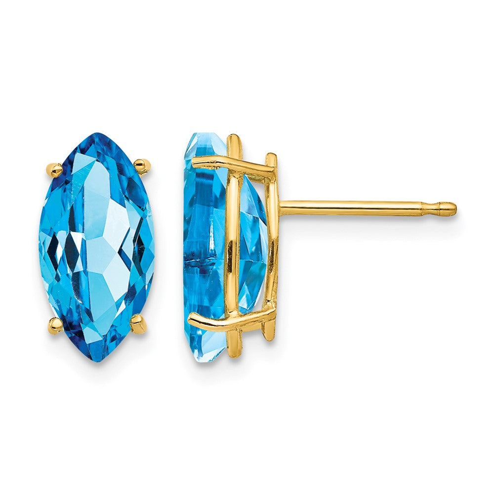 14k 10x5mm Marquise Blue Topaz Post Earrings