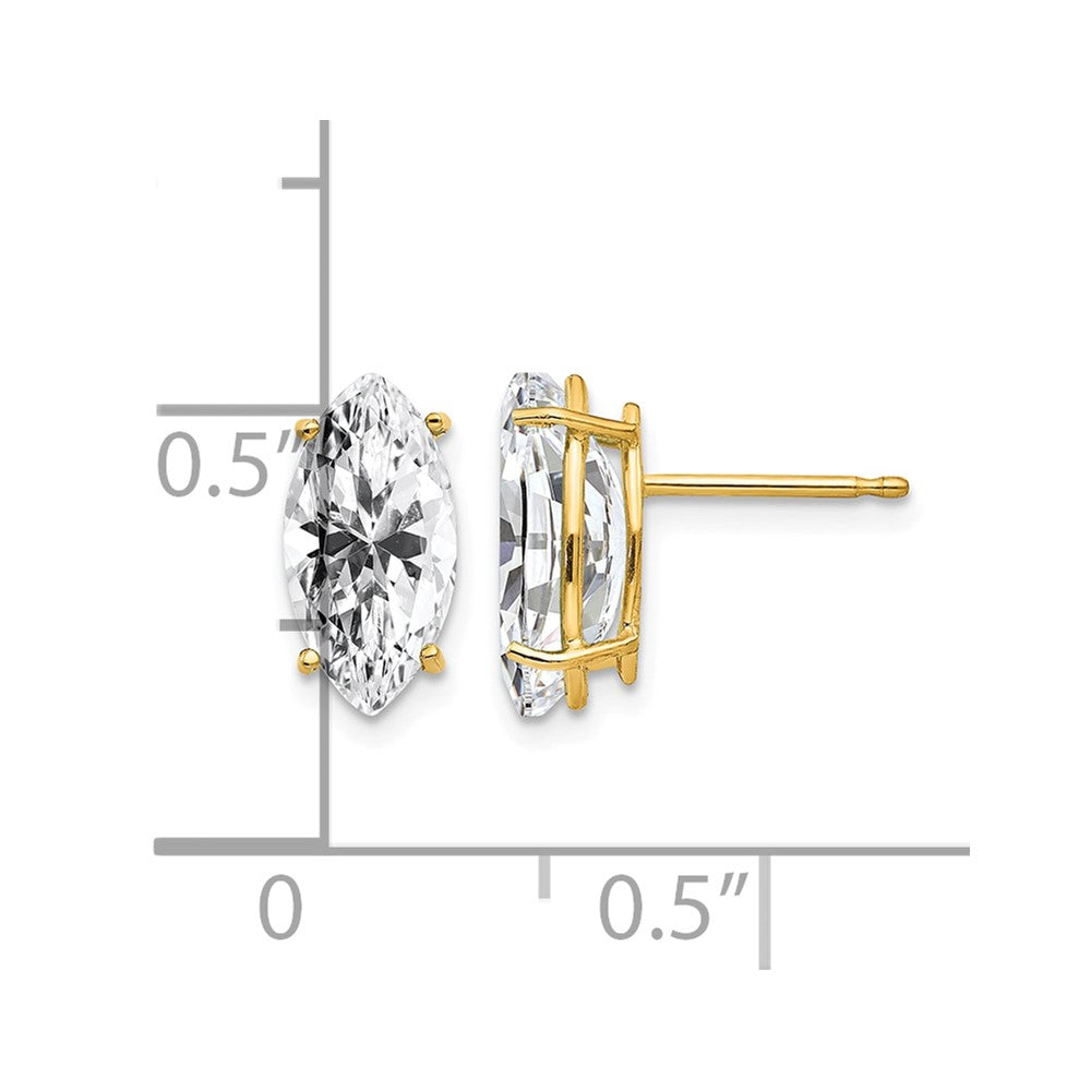 14k 10x5mm Marquise Cubic Zirconia Post Earrings