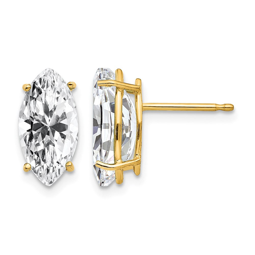 14k 10x5mm Marquise Cubic Zirconia Post Earrings