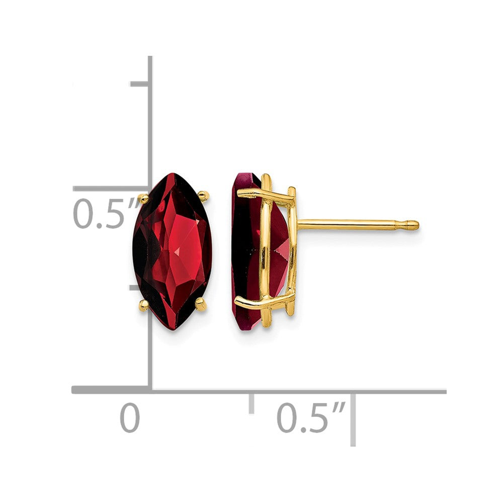 14k 10x5mm Marquise Garnet Post Earrings
