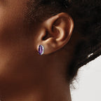 14k White Gold 10x5mm Marquise Amethyst Post Earrings