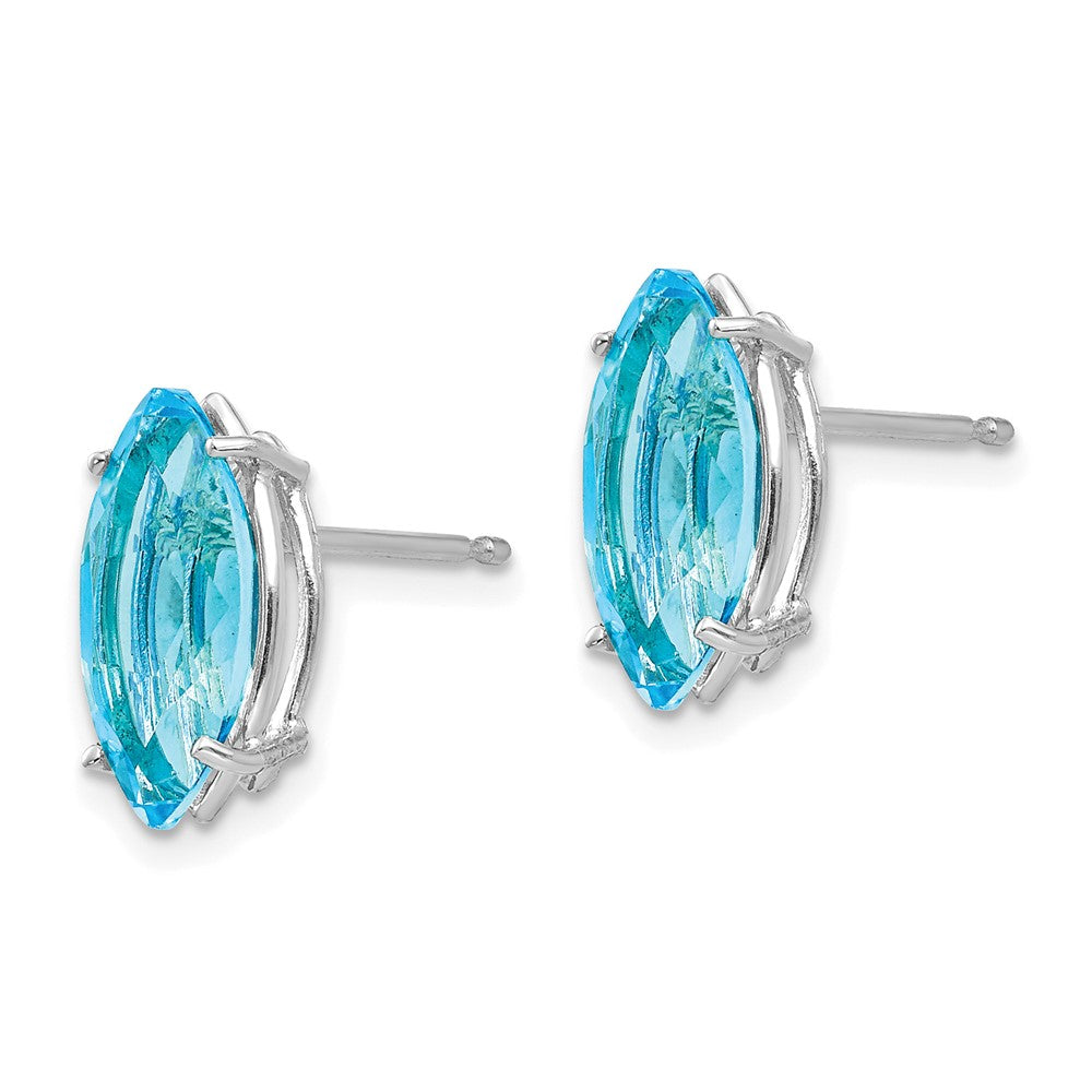 14k White Gold 10x5mm Marquise Blue Topaz Post Earrings