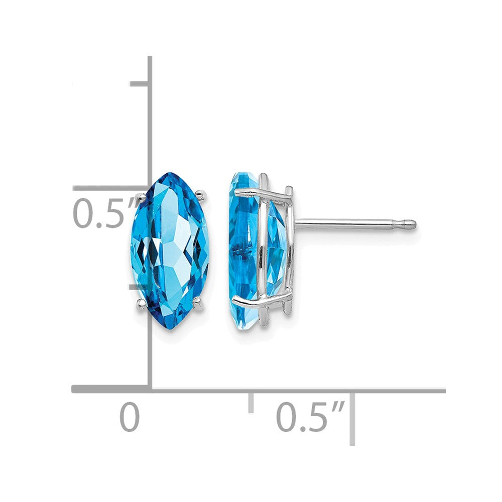 14k White Gold 10x5mm Marquise Blue Topaz Post Earrings