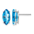 14k White Gold 10x5mm Marquise Blue Topaz Post Earrings