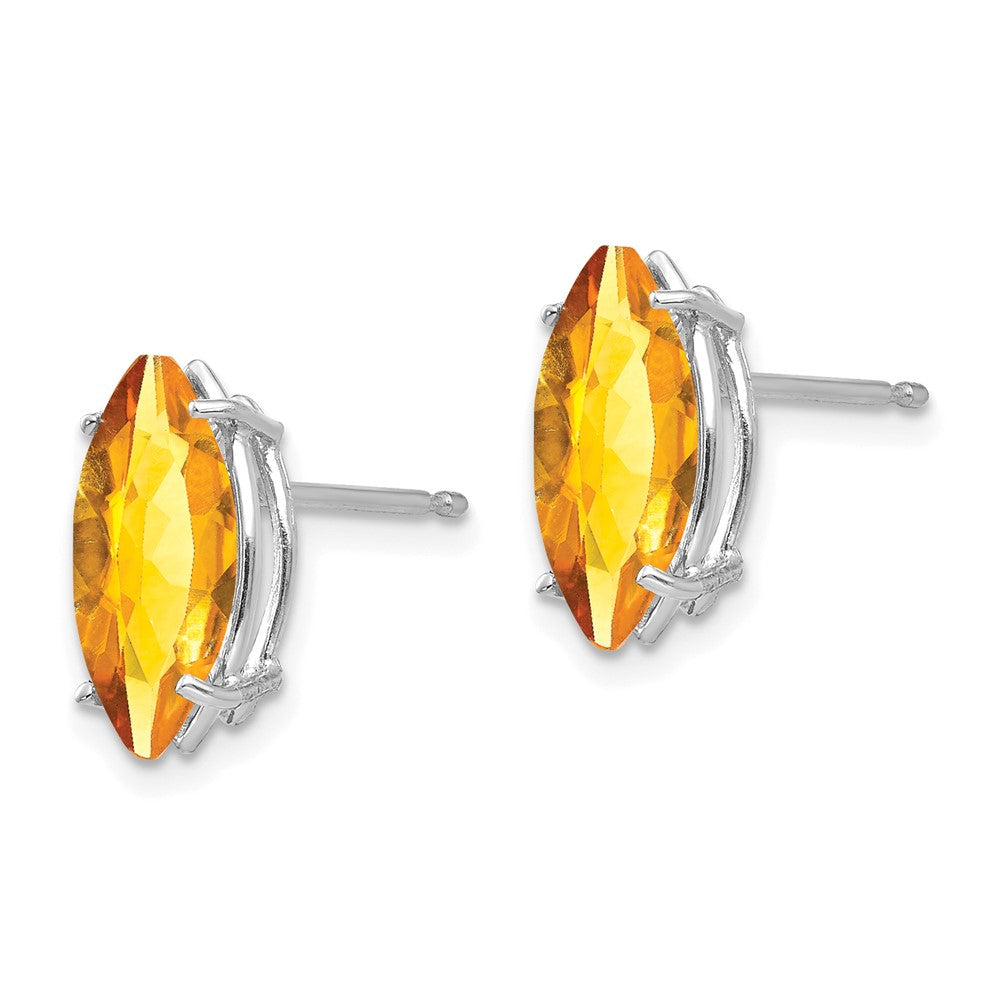14k White Gold 10x5mm Marquise Citrine Post Earrings