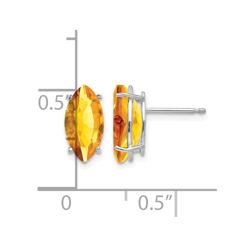 14k White Gold 10x5mm Marquise Citrine Post Earrings