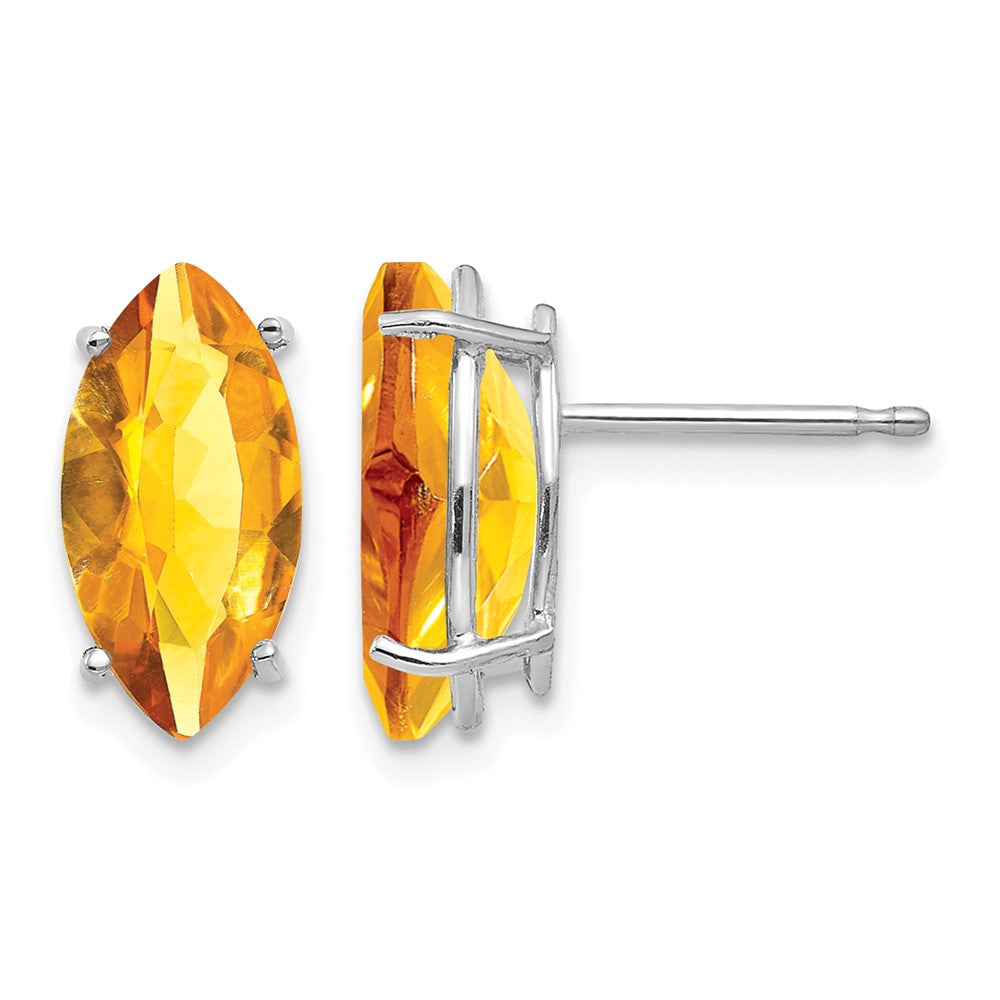 14k White Gold 10x5mm Marquise Citrine Post Earrings