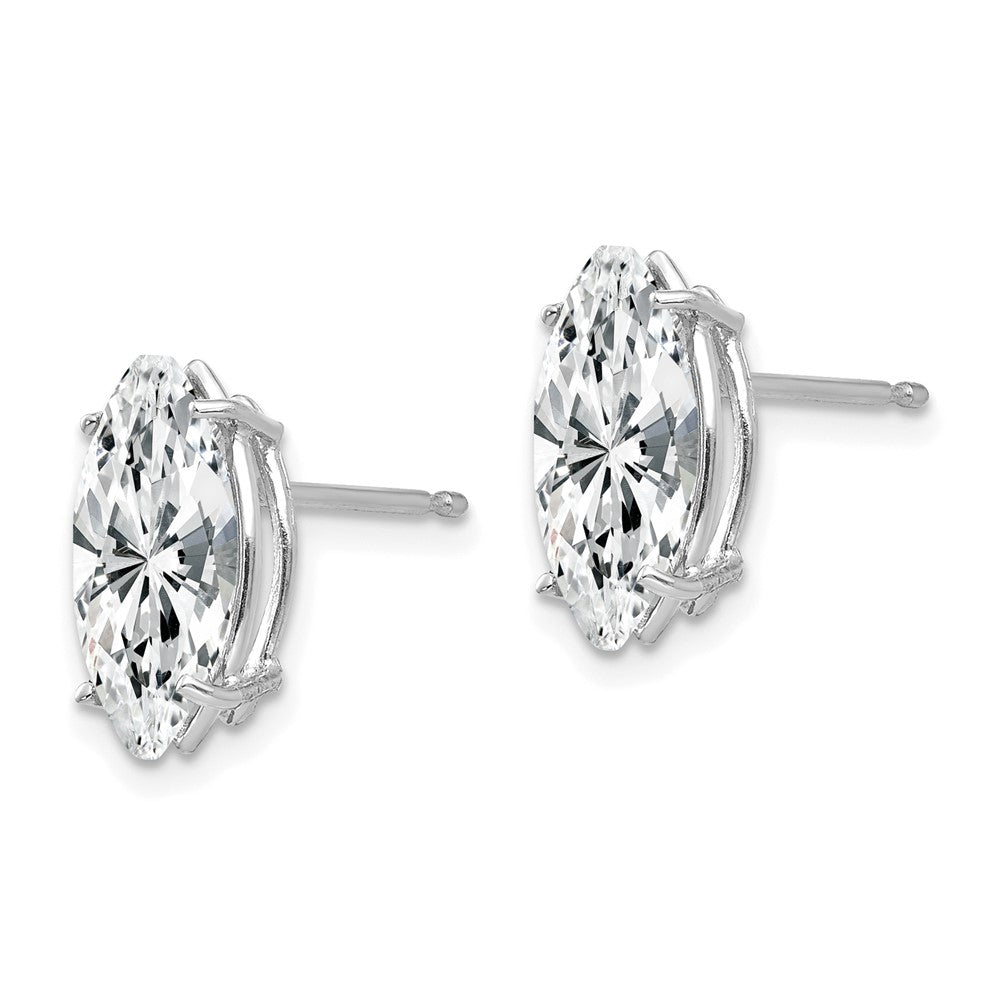 14k White Gold 10x5mm Marquise Cubic Zirconia Post Earrings