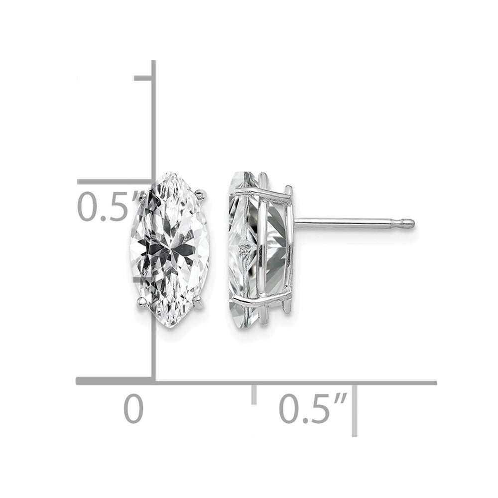 14k White Gold 10x5mm Marquise Cubic Zirconia Post Earrings
