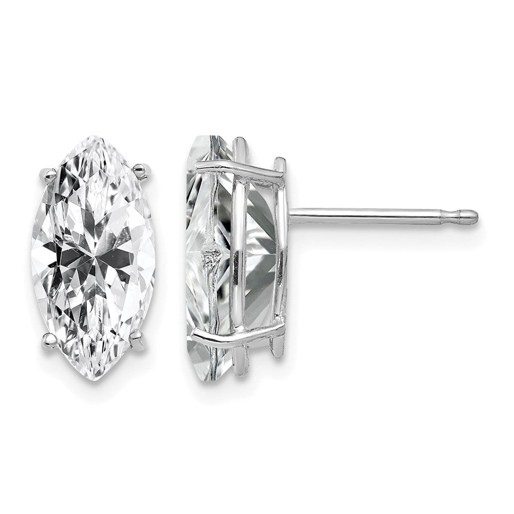 14k White Gold 10x5mm Marquise Cubic Zirconia Post Earrings