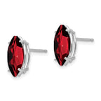 14k White Gold 10x5mm Marquise Garnet Post Earrings