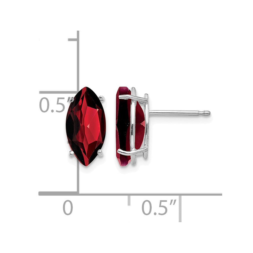 14k White Gold 10x5mm Marquise Garnet Post Earrings