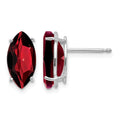 14k White Gold 10x5mm Marquise Garnet Post Earrings